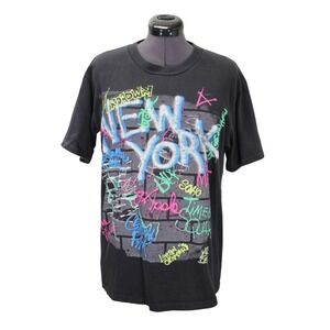 Wild Oats Vintage New York‎ Graffiti Single Stitch Crew Neck T Shirt Men's Large